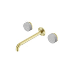 Nero Serenity Wall Basin Set 220mm Spout With Carrara Handle Brushed Gold