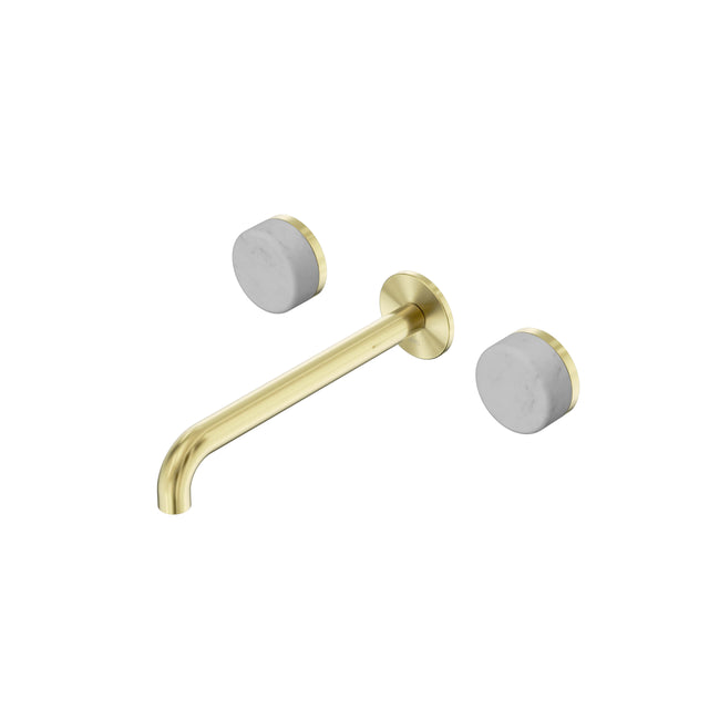 Nero Serenity Wall Basin Set 220mm Spout With Carrara Handle Brushed Gold Tapware Nero Default Title