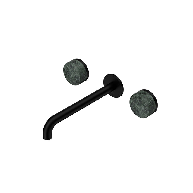 Nero Serenity Wall Basin Set 220mm Spout With Verde Alpi Handle Matte Black Tapware Nero Default Title