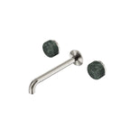 Nero Serenity Wall Basin Set 220mm Spout With Verde Alpi Handle Brushed Nickel