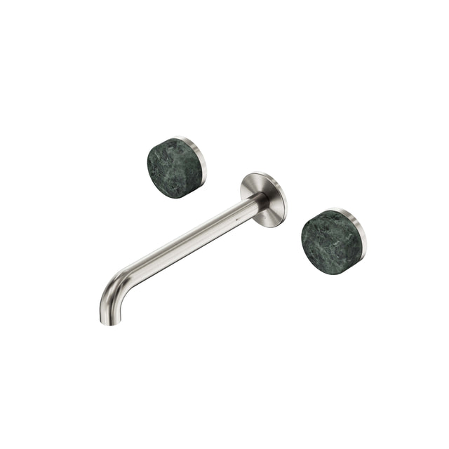 Nero Serenity Wall Basin Set 220mm Spout With Verde Alpi Handle Brushed Nickel Tapware Nero Default Title
