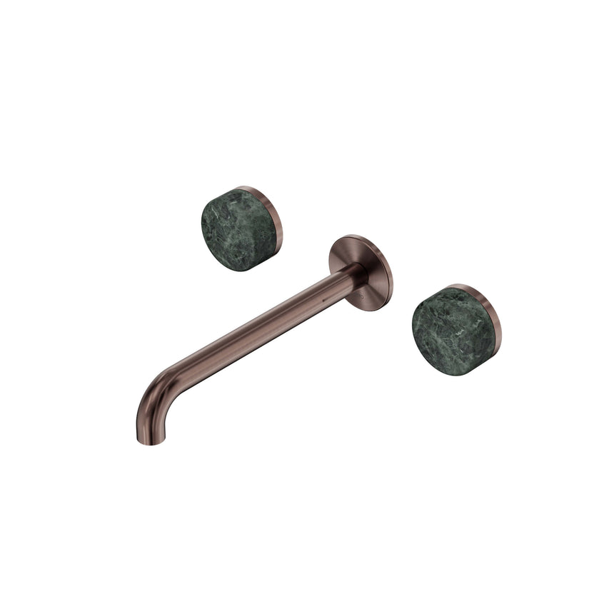 Nero Serenity Wall Basin Set 220mm Spout With Verde Alpi Handle Brushed Bronze Tapware Nero Default Title