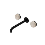 Nero Serenity Wall Basin Set 220mm Spout With Rome Travertine Handle Matte Black