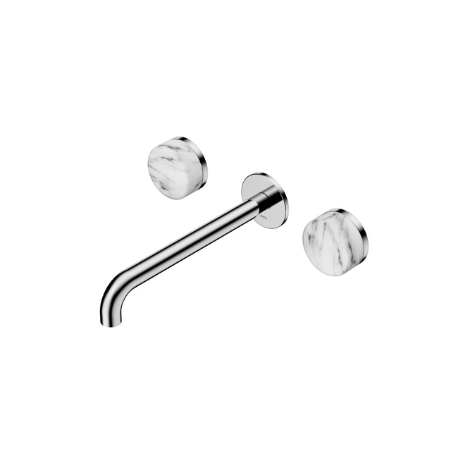 Nero Serenity Wall Basin Set 220mm Spout With Arabescato Corchia Handle Chrome Tapware Nero Default Title