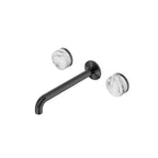 Nero Serenity Wall Basin Set 220mm Spout With Arabescato Corchia Handle Gun Metal