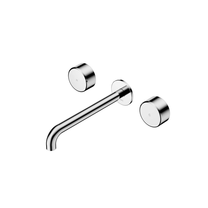 Nero Serenity Wall Basin Set 220mm Spout With Metal Handle Chrome Tapware Nero Default Title