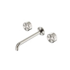 Nero Serenity Wall Basin Set 220mm Spout With Metal Handle Brushed Nickel