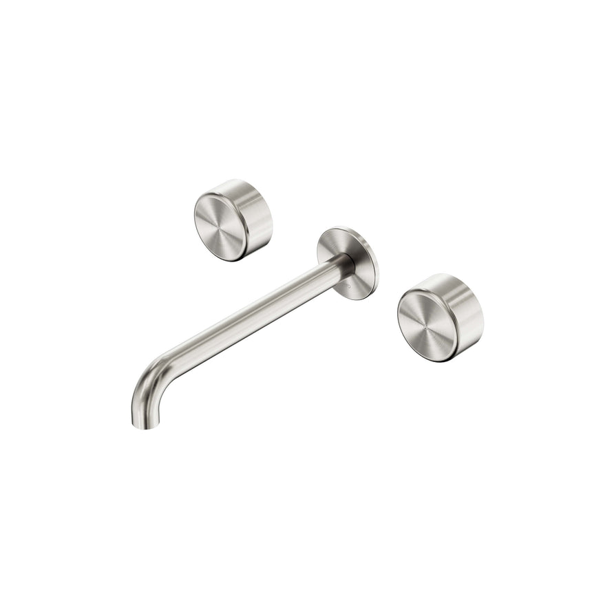 Nero Serenity Wall Basin Set 220mm Spout With Metal Handle Brushed Nickel Tapware Nero Default Title