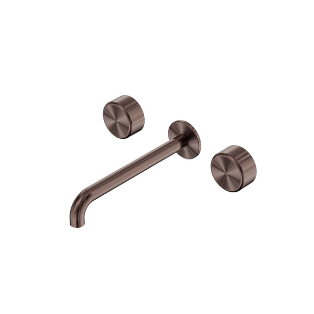 Nero Serenity Wall Basin Set 220mm Spout With Metal Handle Brushed Bronze Tapware Nero Default Title