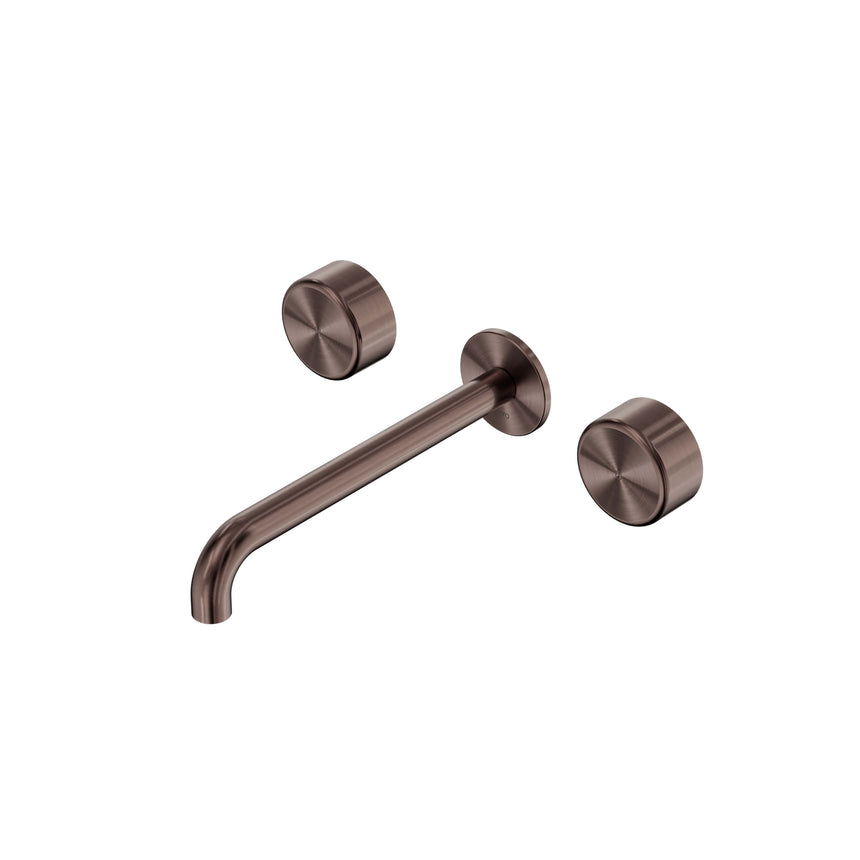 Nero Serenity Wall Basin Set 220mm Spout With Metal Handle Brushed Bronze Tapware Nero Default Title