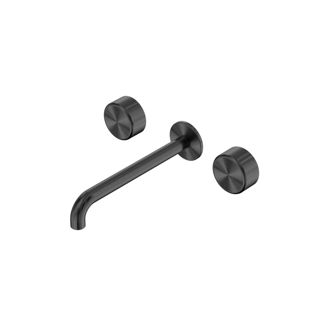 Nero Serenity Wall Basin Set 220mm Spout With Metal Handle Gun Metal Tapware Nero Default Title