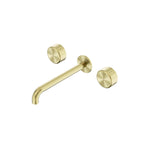 Nero Serenity Wall Basin Set 220mm Spout With Metal Handle Brushed Gold