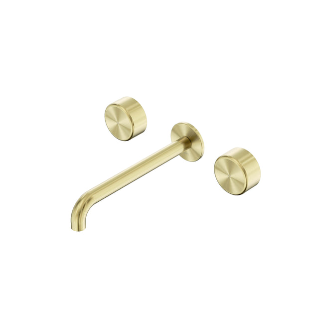 Nero Serenity Wall Basin Set 220mm Spout With Metal Handle Brushed Gold Tapware Nero Default Title
