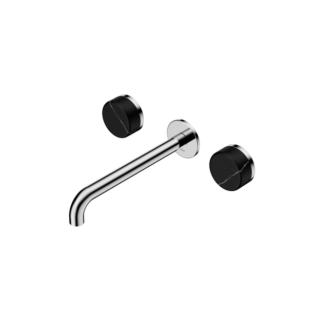 Nero Serenity Wall Basin Set 220mm Spout With Marquina Black Handle Chrome Tapware Nero Default Title