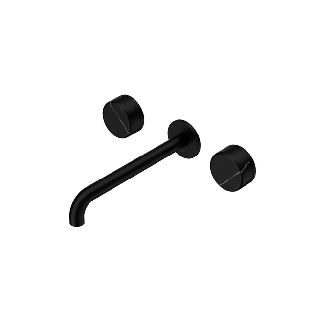 Nero Serenity Wall Basin Set 220mm Spout With Marquina Black Handle Matte Black Tapware Nero Default Title