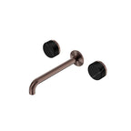 Nero Serenity Wall Basin Set 220mm Spout With Marquina Black Handle Brushed Bronze