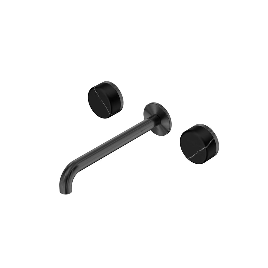 Nero Serenity Wall Basin Set 220mm Spout With Marquina Black Handle Gun Metal Tapware Nero Default Title