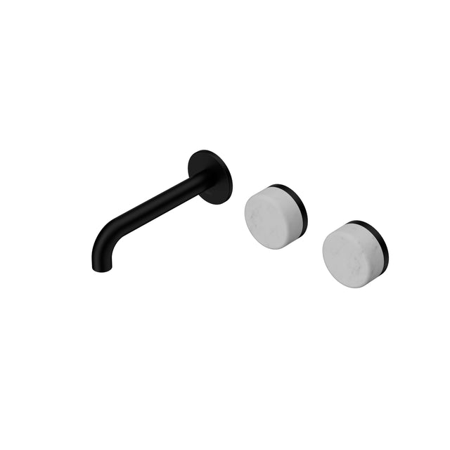 Nero Serenity Wall Basin Set 160mm Offset Spout With Carrara Handle Matte Black Tapware Nero Default Title