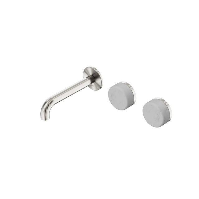 Nero Serenity Wall Basin Set 160mm Offset Spout With Carrara Handle Brushed Nickel Tapware Nero Default Title