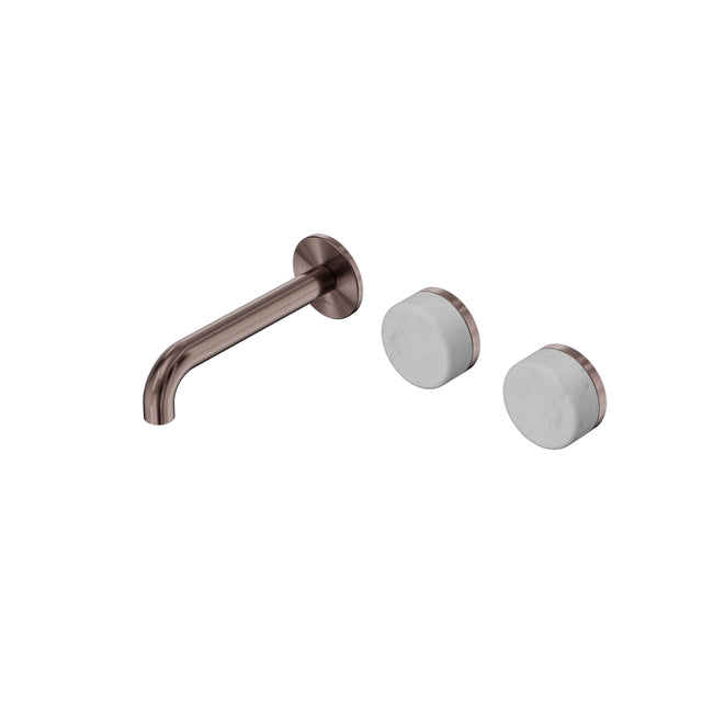 Nero Serenity Wall Basin Set 160mm Offset Spout With Carrara Handle Brushed Bronze Tapware Nero Default Title