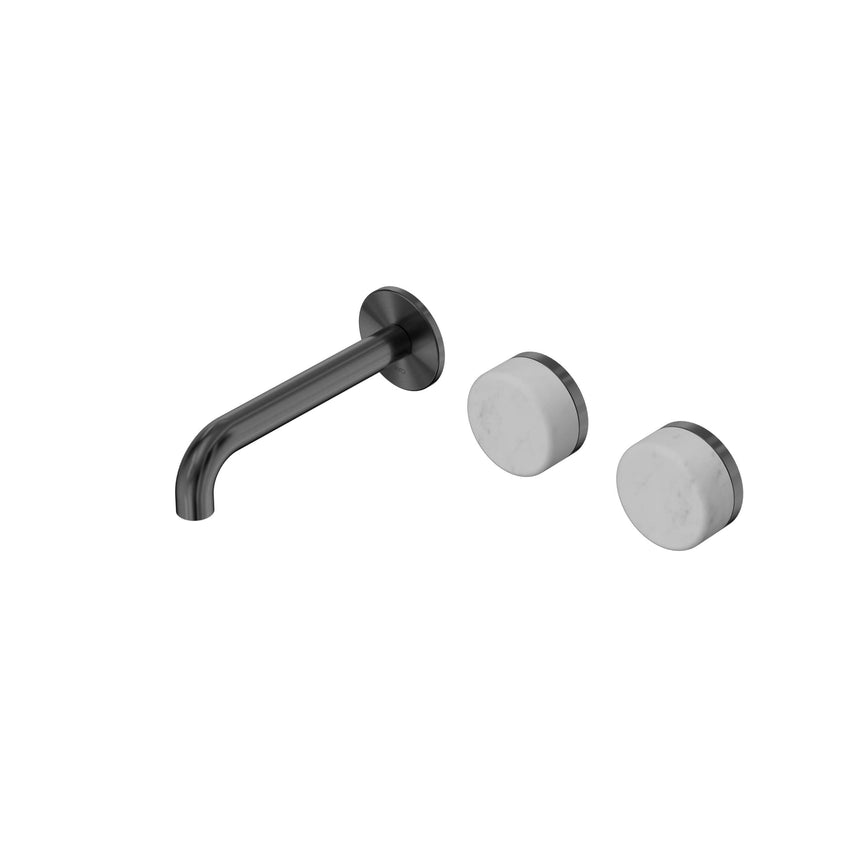 Nero Serenity Wall Basin Set 160mm Offset Spout With Carrara Handle Gun Metal Tapware Nero Default Title