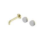 Nero Serenity Wall Basin Set 160mm Offset Spout With Carrara Handle Brushed Gold