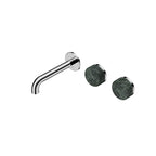Nero Serenity Wall Basin Set 160mm Offset Spout With Verde Alpi Handle Chrome
