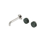 Nero Serenity Wall Basin Set 160mm Offset Spout With Verde Alpi Handle Brushed Nickel