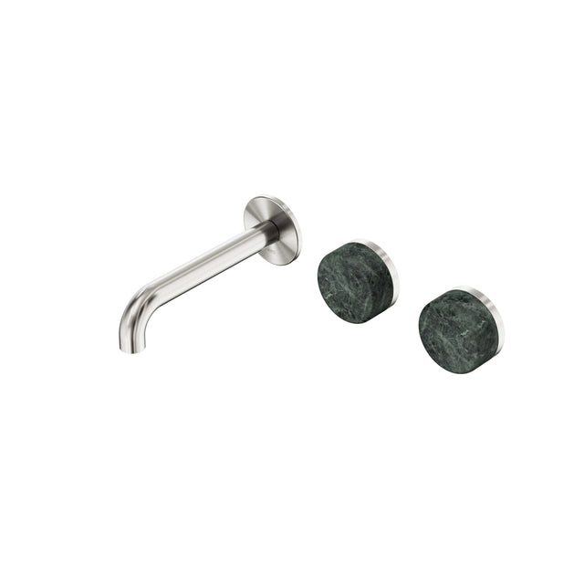 Nero Serenity Wall Basin Set 160mm Offset Spout With Verde Alpi Handle Brushed Nickel Tapware Nero Default Title
