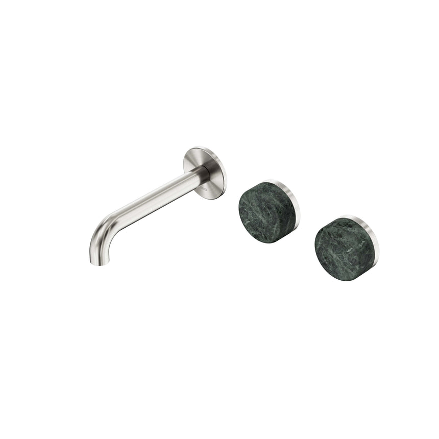 Nero Serenity Wall Basin Set 160mm Offset Spout With Verde Alpi Handle Brushed Nickel Tapware Nero Default Title
