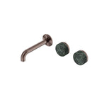 Nero Serenity Wall Basin Set 160mm Offset Spout With Verde Alpi Handle Brushed Bronze