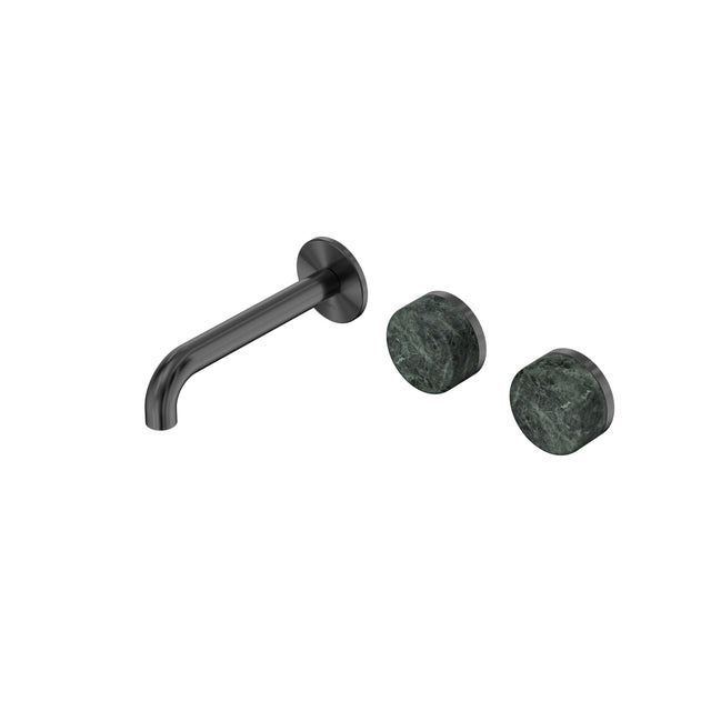 Nero Serenity Wall Basin Set 160mm Offset Spout With Verde Alpi Handle Gun Metal Tapware Nero Default Title