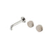 Nero Serenity Wall Basin Set 160mm Offset Spout With Rome Travertine Handle Brushed Nickel