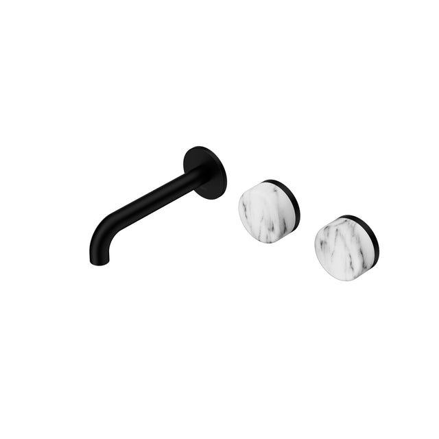 Nero Serenity Wall Basin Set 160mm Offset Spout With Arabescato Corchia Handle Matte Black Tapware Nero Default Title