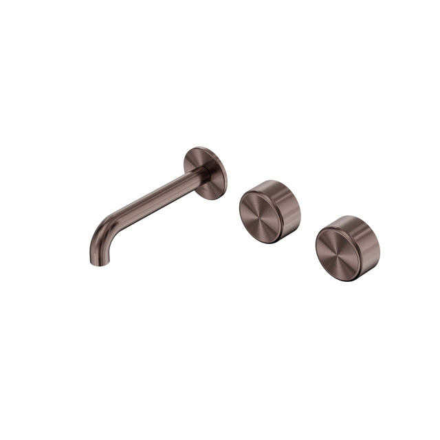 Nero Serenity Wall Basin Set 160mm Offset Spout With Metal Handle Brushed Bronze Tapware Nero Default Title