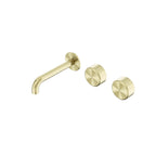Nero Serenity Wall Basin Set 160mm Offset Spout With Metal Handle Brushed Gold