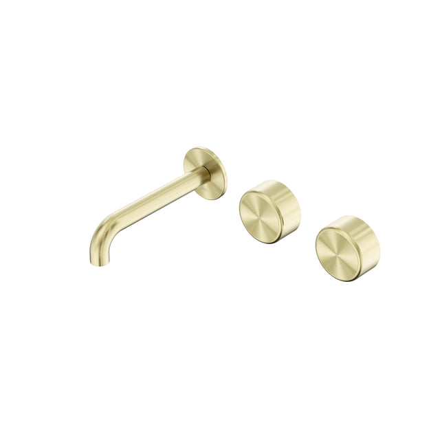 Nero Serenity Wall Basin Set 160mm Offset Spout With Metal Handle Brushed Gold Tapware Nero Default Title