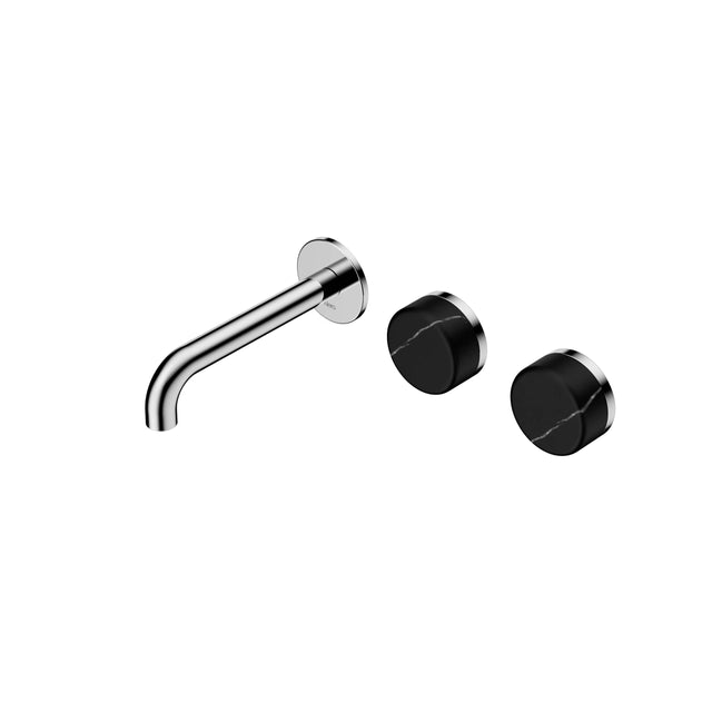 Nero Serenity Wall Basin Set 160mm Offset Spout With Marquina Black Handle Chrome Tapware Nero Default Title
