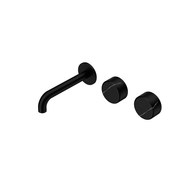 Nero Serenity Wall Basin Set 160mm Offset Spout With Marquina Black Handle Matte Black Tapware Nero Default Title