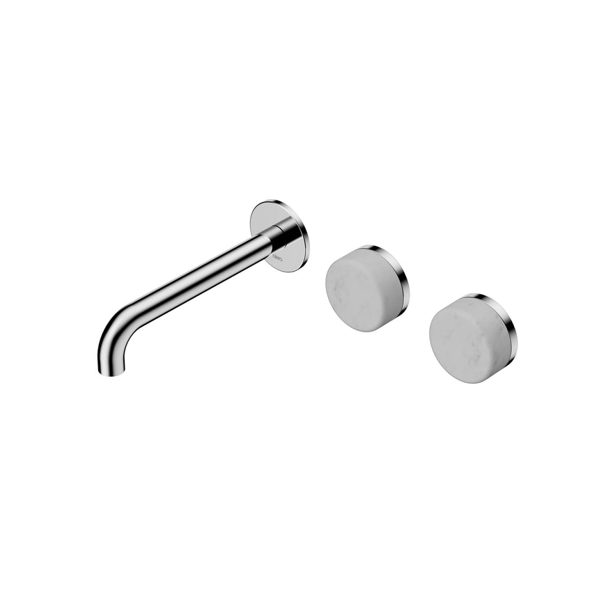 Nero Serenity Wall Basin Set 185mm Offset Spout With Carrara Handle Chrome Tapware Nero Default Title