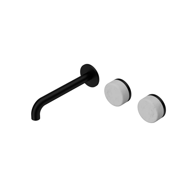 Nero Serenity Wall Basin Set 185mm Offset Spout With Carrara Handle Matte Black Tapware Nero Default Title