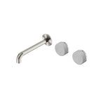 Nero Serenity Wall Basin Set 185mm Offset Spout With Carrara Handle Brushed Nickel