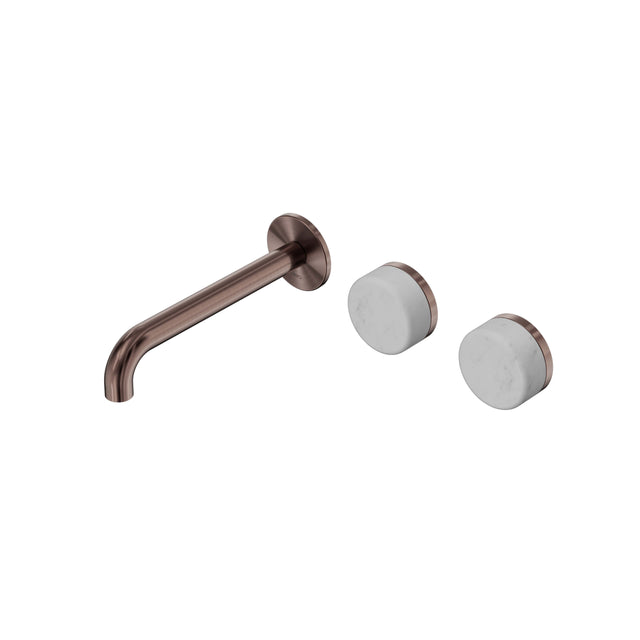 Nero Serenity Wall Basin Set 185mm Offset Spout With Carrara Handle Brushed Bronze Tapware Nero Default Title