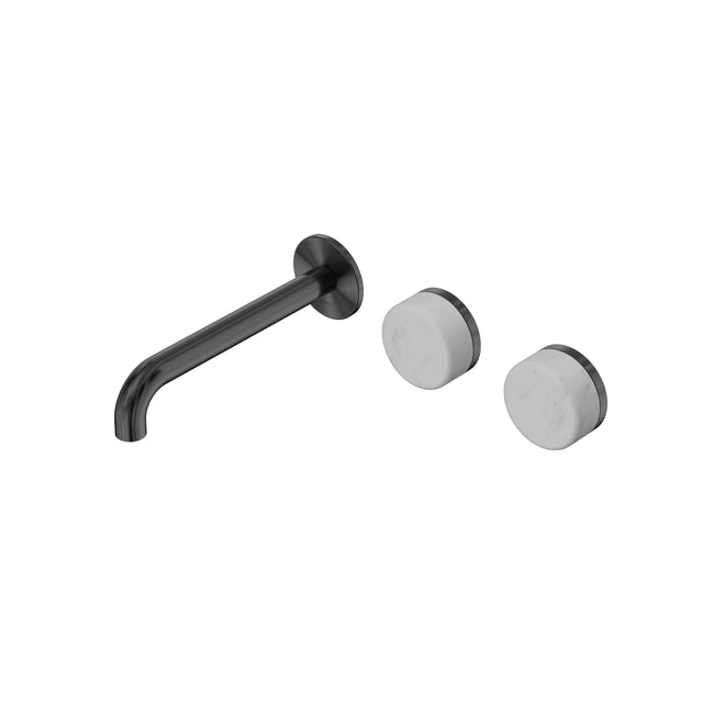 Nero Serenity Wall Basin Set 185mm Offset Spout With Carrara Handle Gun Metal Tapware Nero Default Title