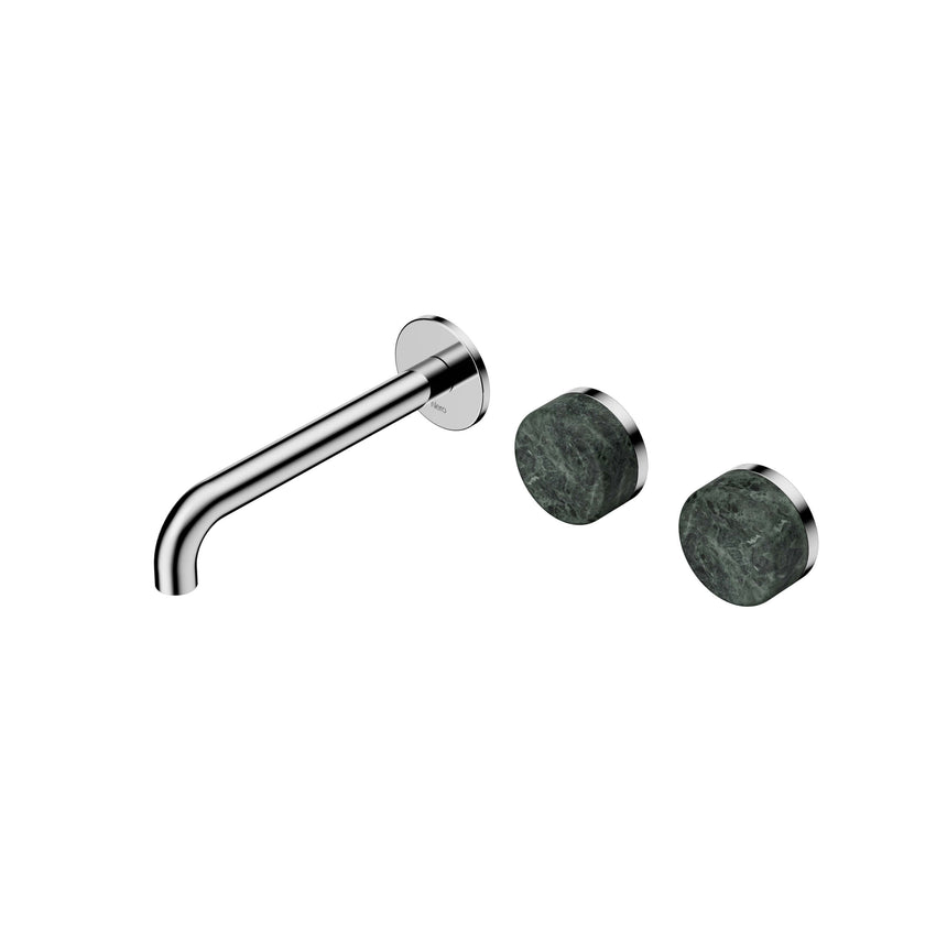 Nero Serenity Wall Basin Set 185mm Offset Spout With Verde Alpi Handle Chrome Tapware Nero Default Title