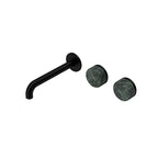 Nero Serenity Wall Basin Set 185mm Offset Spout With Verde Alpi Handle Matte Black