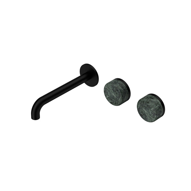 Nero Serenity Wall Basin Set 185mm Offset Spout With Verde Alpi Handle Matte Black Tapware Nero Default Title
