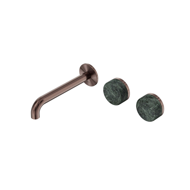 Nero Serenity Wall Basin Set 185mm Offset Spout With Verde Alpi Handle Brushed Bronze Tapware Nero Default Title
