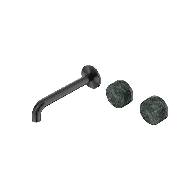 Nero Serenity Wall Basin Set 185mm Offset Spout With Verde Alpi Handle Gun Metal Tapware Nero Default Title