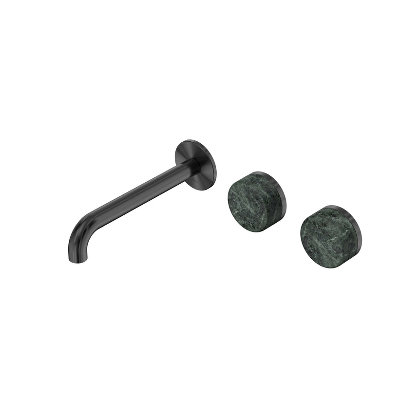 Nero Serenity Wall Basin Set 185mm Offset Spout With Verde Alpi Handle Gun Metal Tapware Nero Default Title